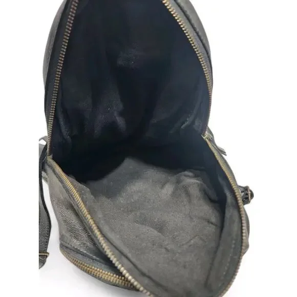 Harbour 2nd Black Genuine Leather Large Backpack Convertible Shoulder Bag Purse - Picture 9 of 11